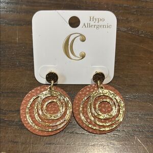 Gold and Brown Hypoallergenic Earrings
